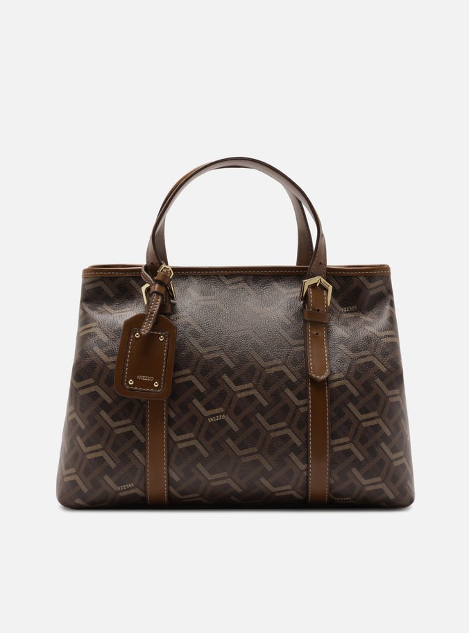Bolsa Tote Marrom Couro Grande Estampa