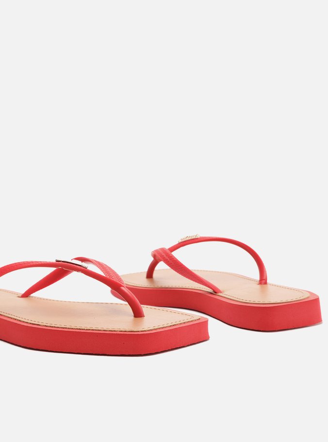 Chinelo de Dedo Vermelho Square Palmilha Marrom