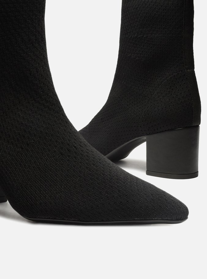 Bota Preta Knit Cano Médio Easy