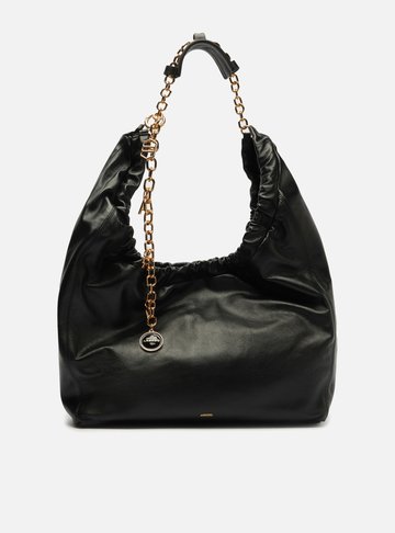 Bolsa Hobo Preta Couro Olívia Grande