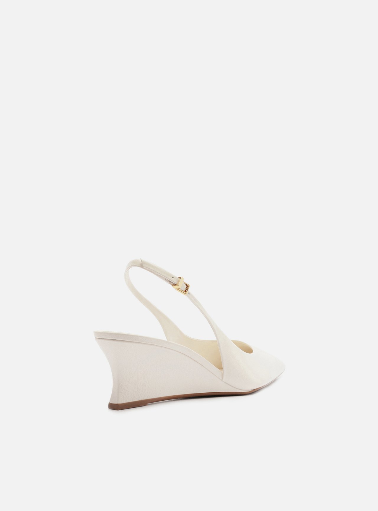 Scarpin Branco Couro Salto Baixo Anabela Slingback — foto 3