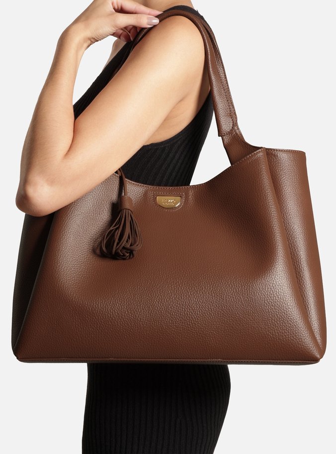 Bolsa Shopping Marrom Grande Franja