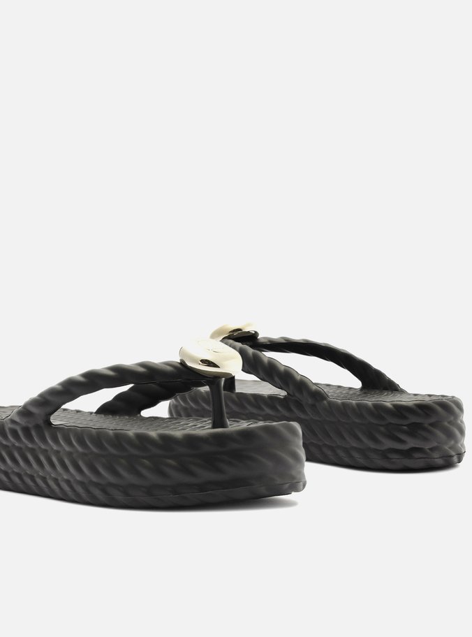 Sandália Preta Flatform Marrocos Mid