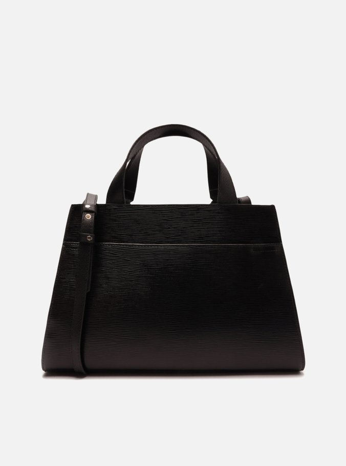 Bolsa Tote Preta Couro Média Metal Barbicacho
