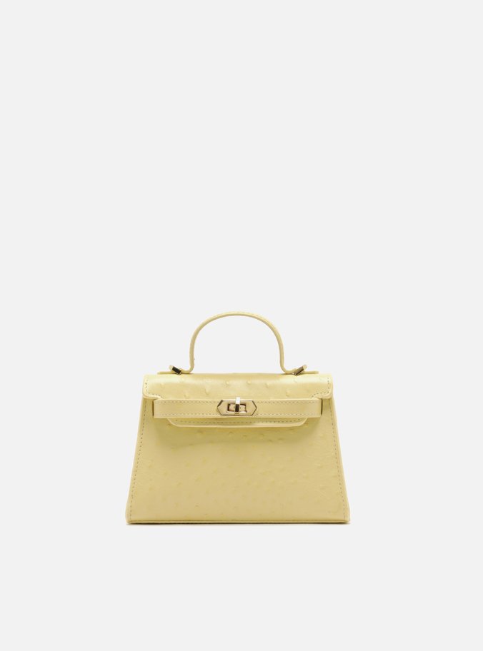 Bolsa Nina  Satchel Amarela Couro Pequena Snake Dots