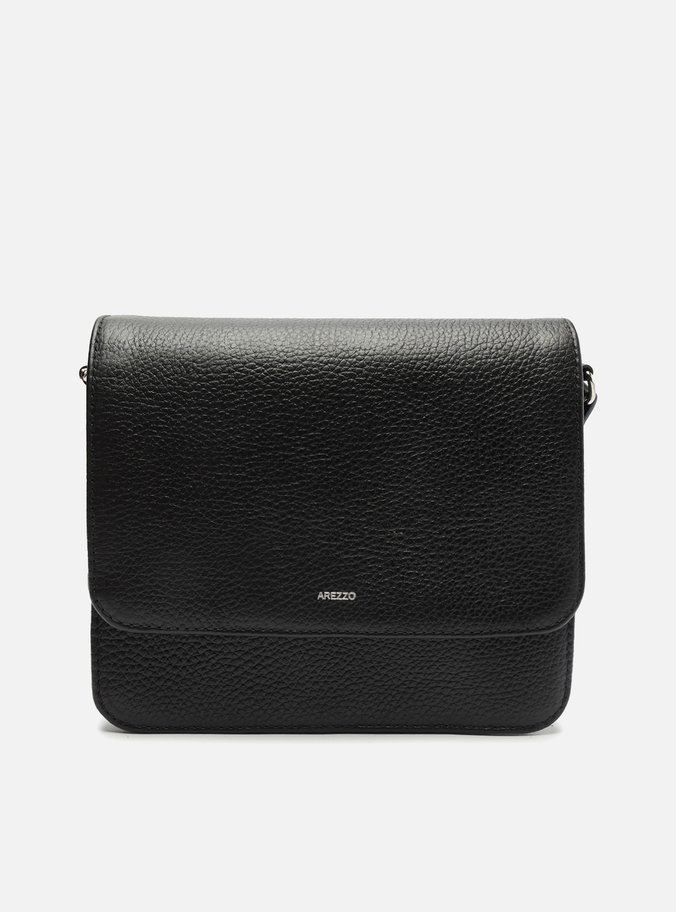Bolsa Tiracolo Preta Couro Pequena Quadrada