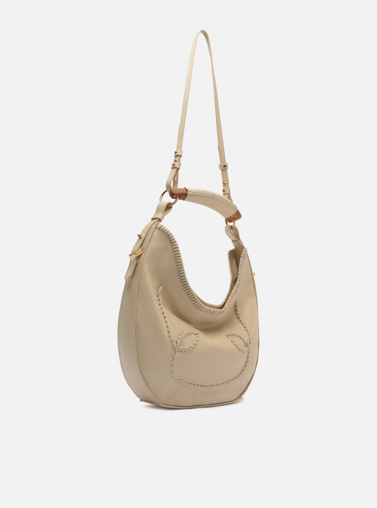 Bolsa Hobo Branca Couro Média Tressê — foto 5