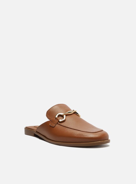 Mule Marrom Couro Bridão Light Avelã