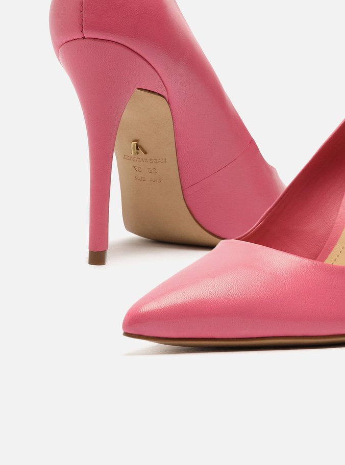 Scarpin Rosa Pink Couro Salto Alto Fino Color