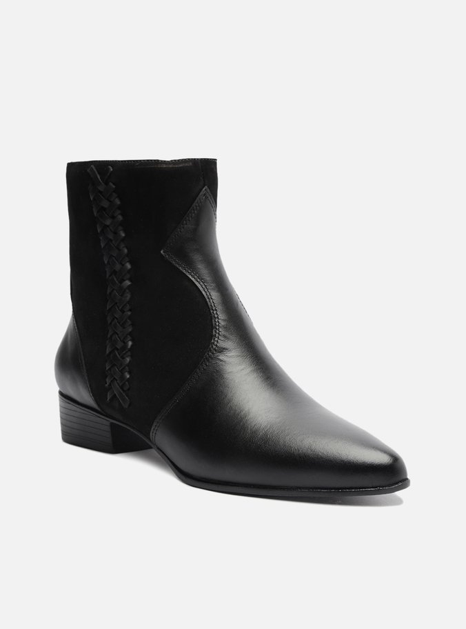 Bota Preta Couro Cano Curto Nobuck Trama