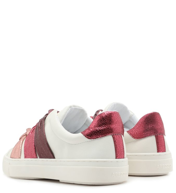 Tênis Slip On Branco Couro ZZ Girl Nó Metalizado Colorido