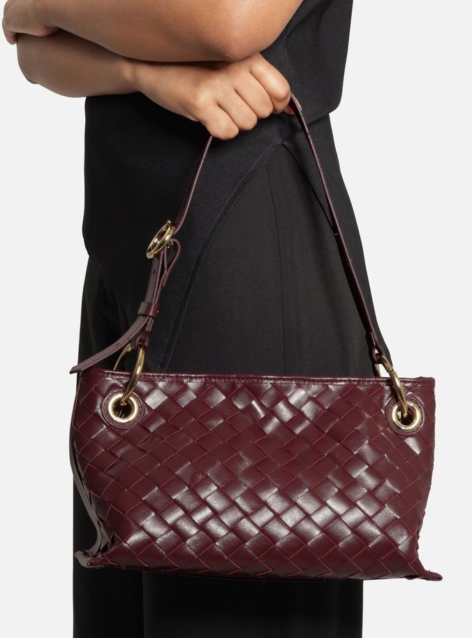 Bolsa Tiracolo Vermelha Couro Pequena Tressê