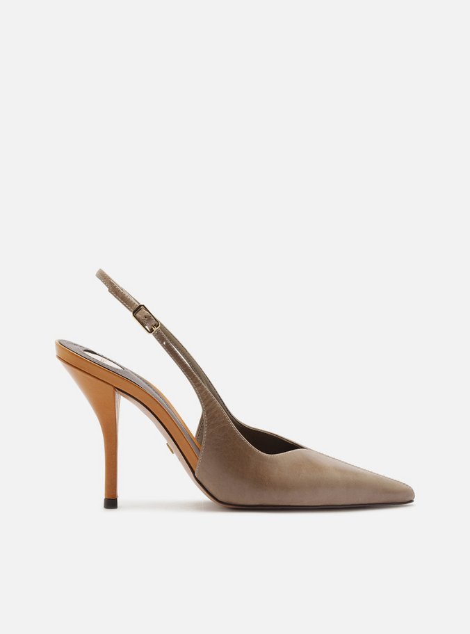 Scarpin Cinza Couro Salto Alto