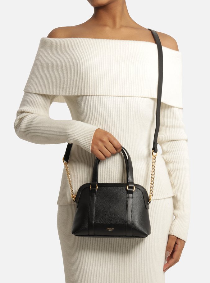 Bolsa Tote Preta Texturizada Pequena Corrente