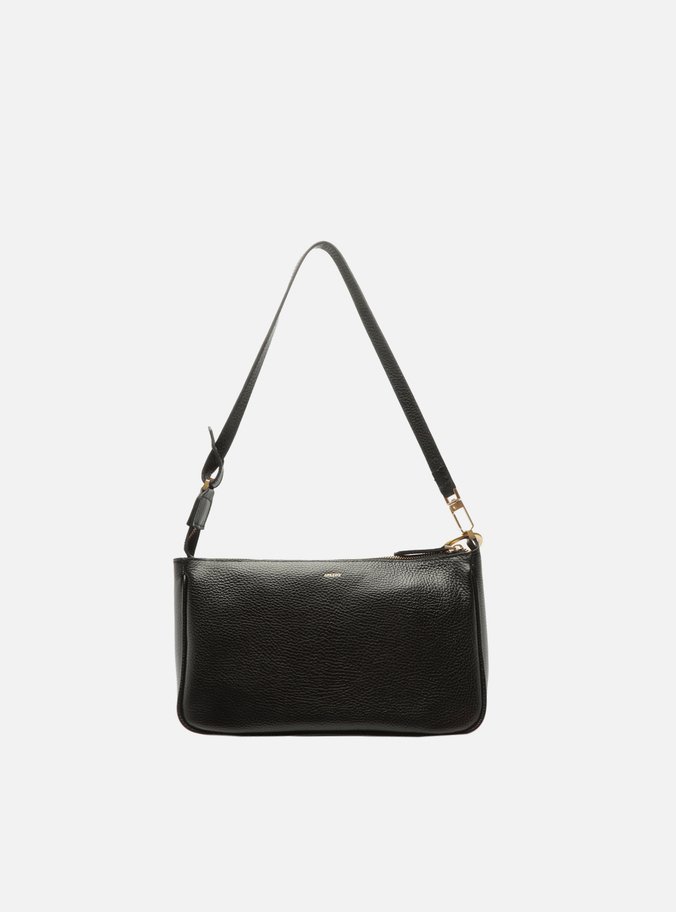 Bolsa Tiracolo Preta Couro Pequena Lenço