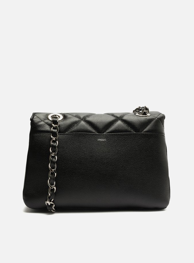 Bolsa Tiracolo Preta Couro Mizz Média Flor