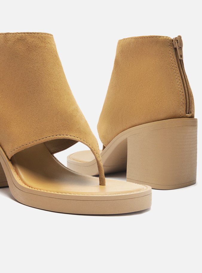 Sandal Boot Marrom Suede Salto Bloco
