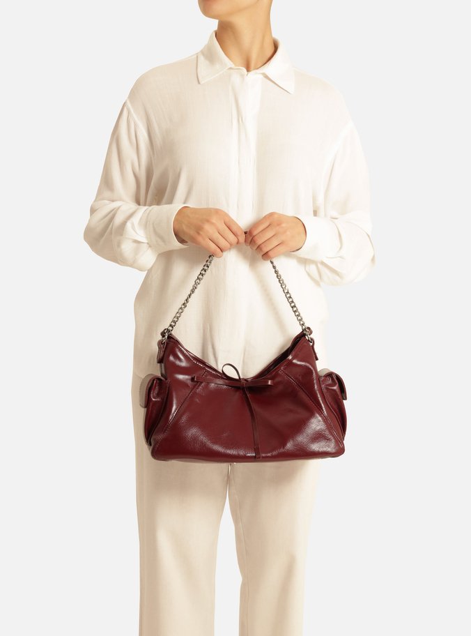 Bolsa Tiracolo Vermelha Couro Pequena Laço