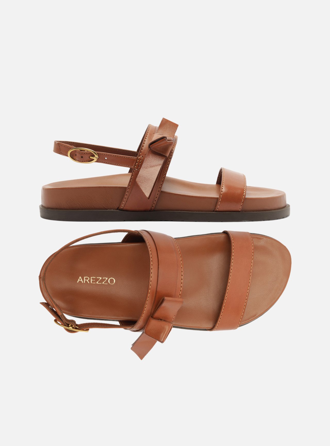 Sandália Papete Marrom Couro Flatform Fivela Laço — foto 5