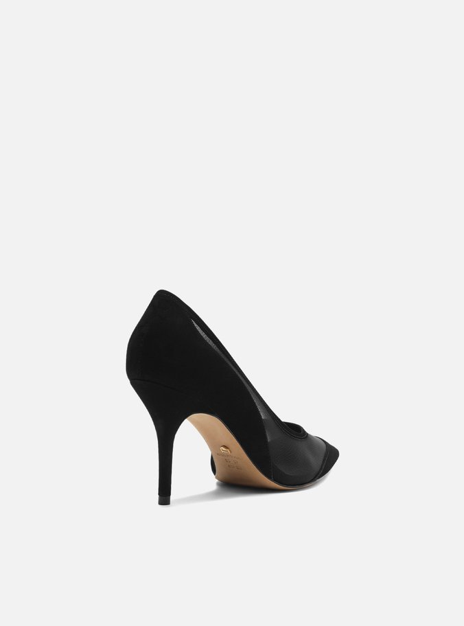 Scarpin Preto Tela Salto Alto Fino