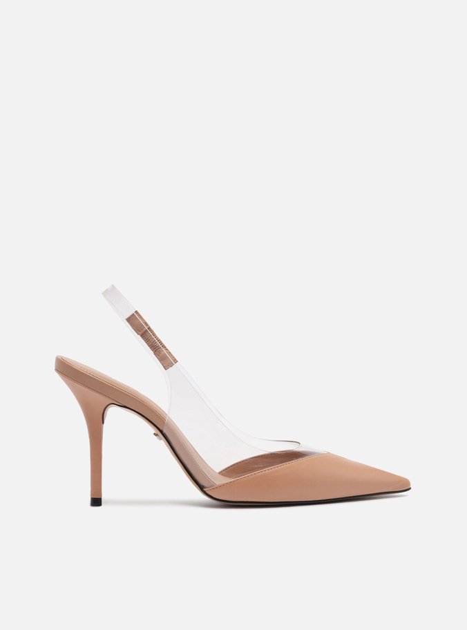 Scarpin Nude Vinil Salto Alto