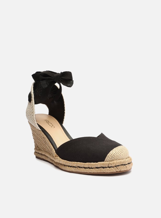 Sandália Espadrille Preta Lona Amarração