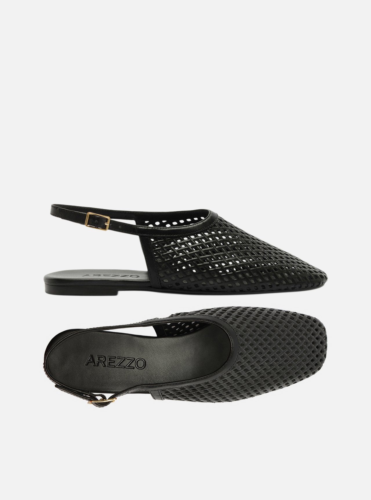 Sapatilha Marrom Bico Redondo Tiras Vazadas Slingback — foto 5