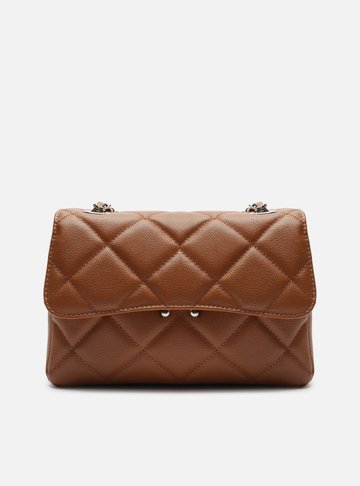 Bolsa Tiracolo Marrom Caramel Couro Mizz Média