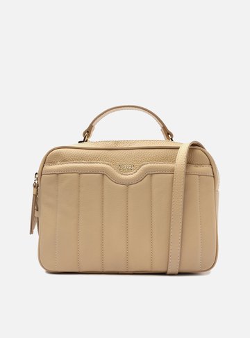 Bolsa Tiracolo Bege Couro Francine Média