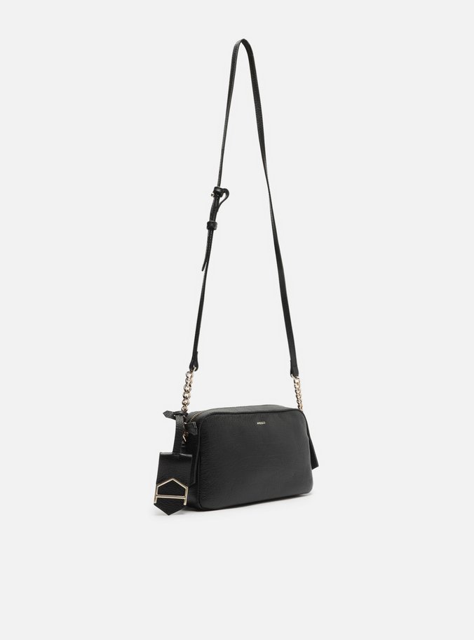 Bolsa Tiracolo Preta Couro Abraccio 2.0 Pequena