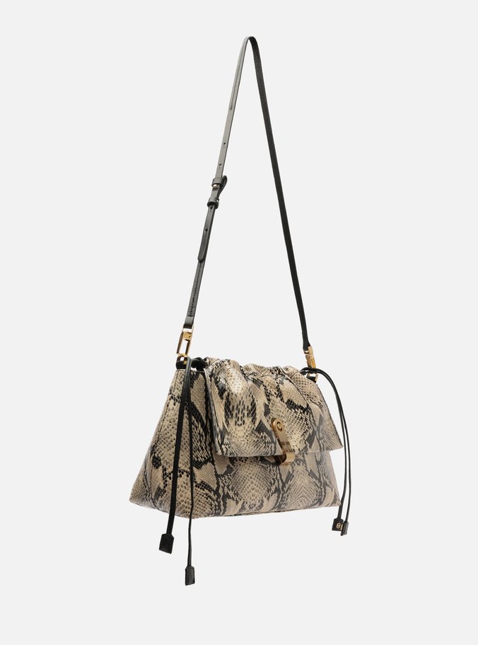 Bolsa Tiracolo Snake Couro Média Peça Metal