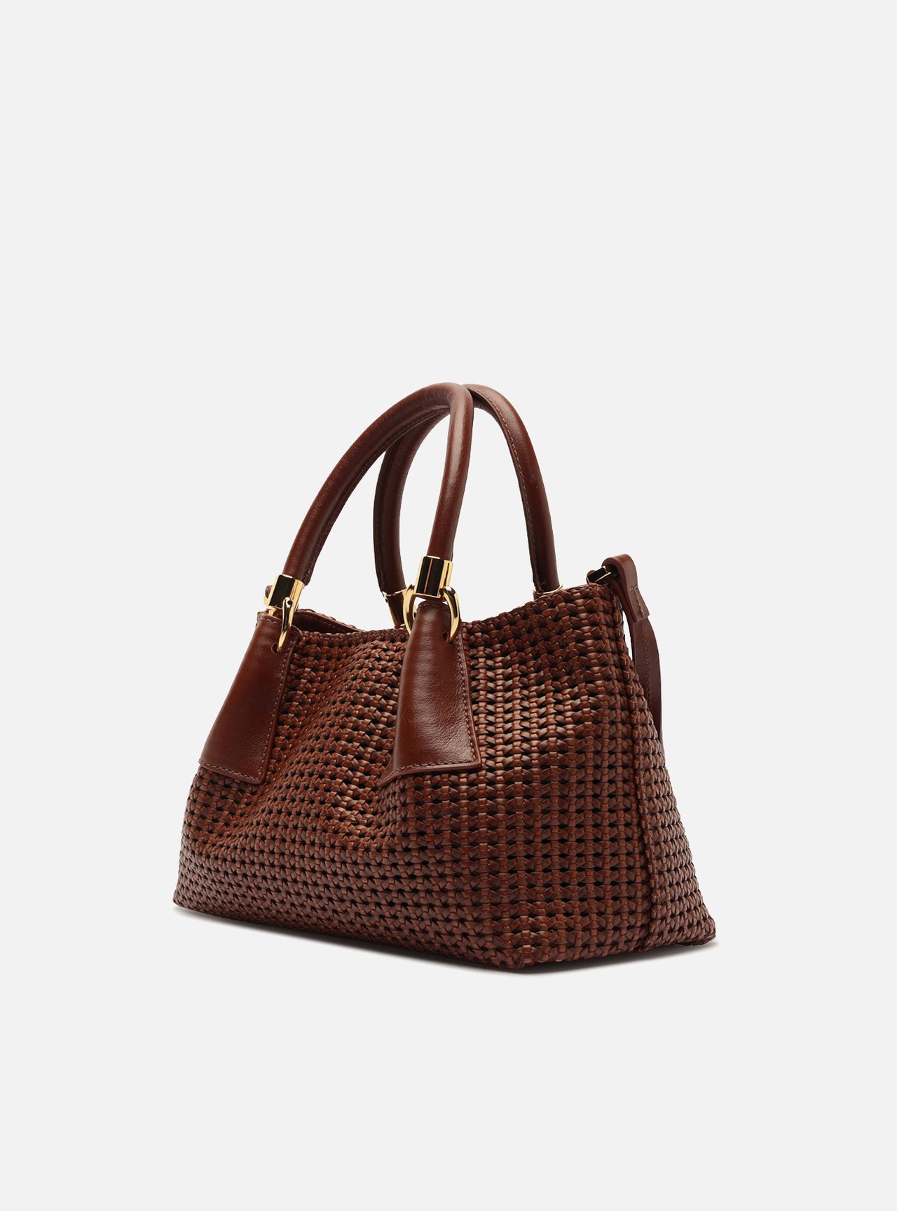 Bolsa Tote Marrom Couro Média Tressê — foto 2