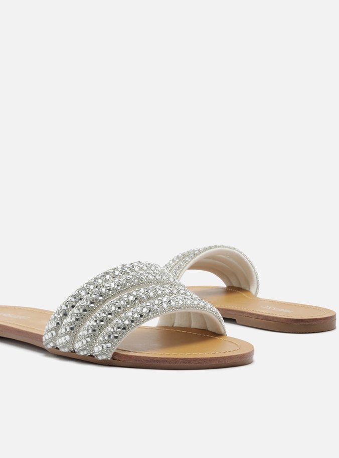 Slide Prata Tiras Cristais