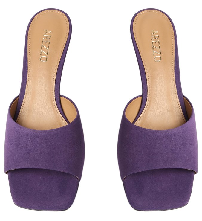 Mule Roxa Nobuck Bico Quadrado
