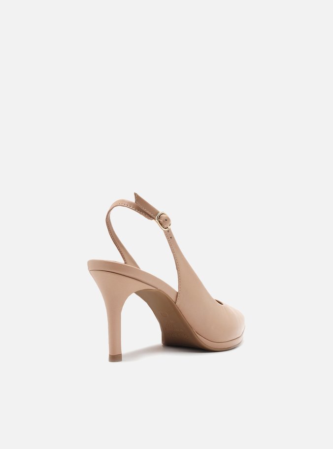 Scarpin Bege Couro Meia Pata