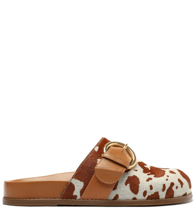 Mule Animal Print Pelo Cow Flatform