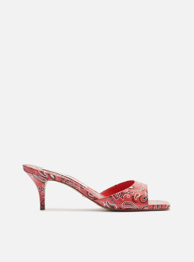 Mule Vermelha Paisley Salto Fino Livia