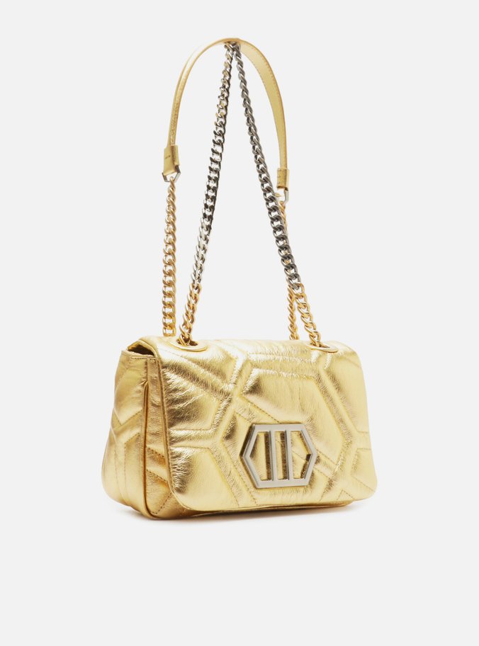 Bolsa Tiracolo Dourada Couro Emma Média