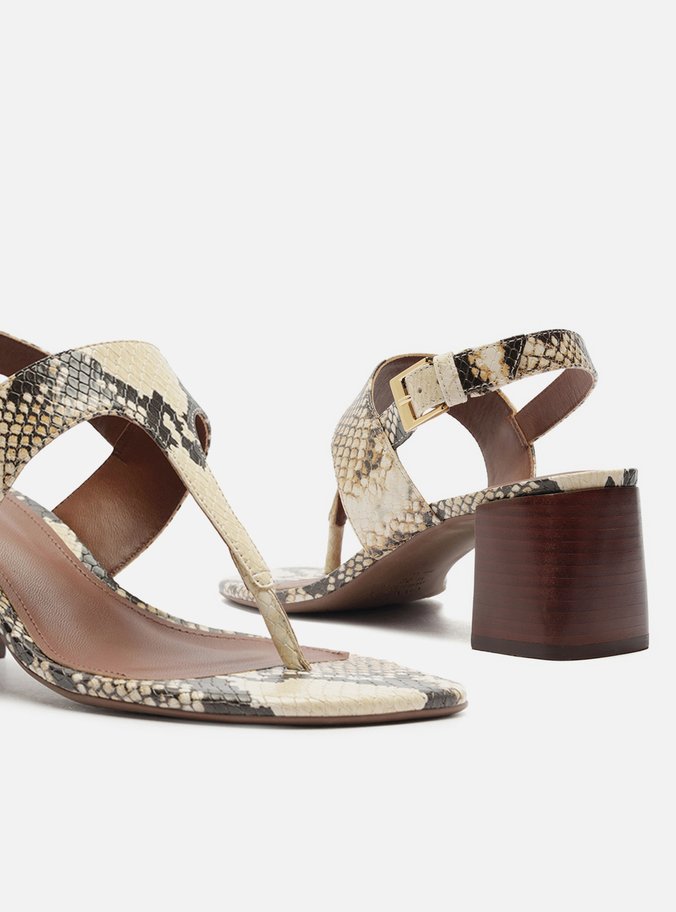 Sandália Animal Print Salto Bloco Slim