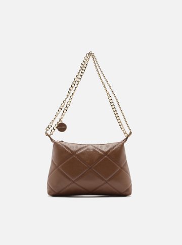 Bolsa Tiracolo Marrom Couro Matelassê Pequena Corrente