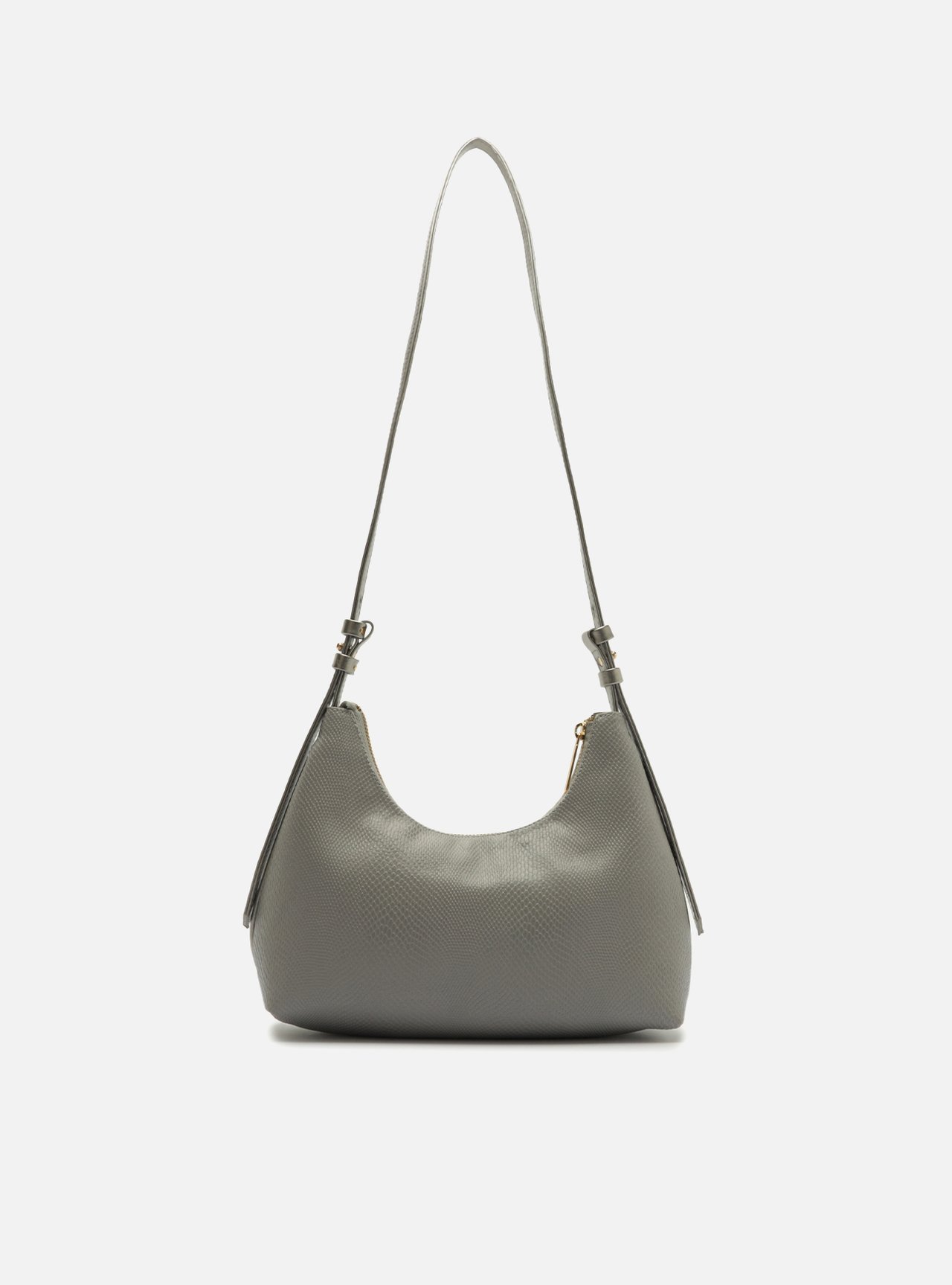 Bolsa Tiracolo Cinza Pequena Texturizada — foto 3