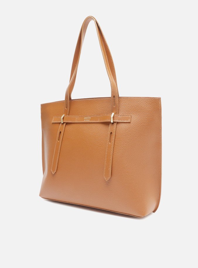 Bolsa Shopping Marrom Grande Alças Metais