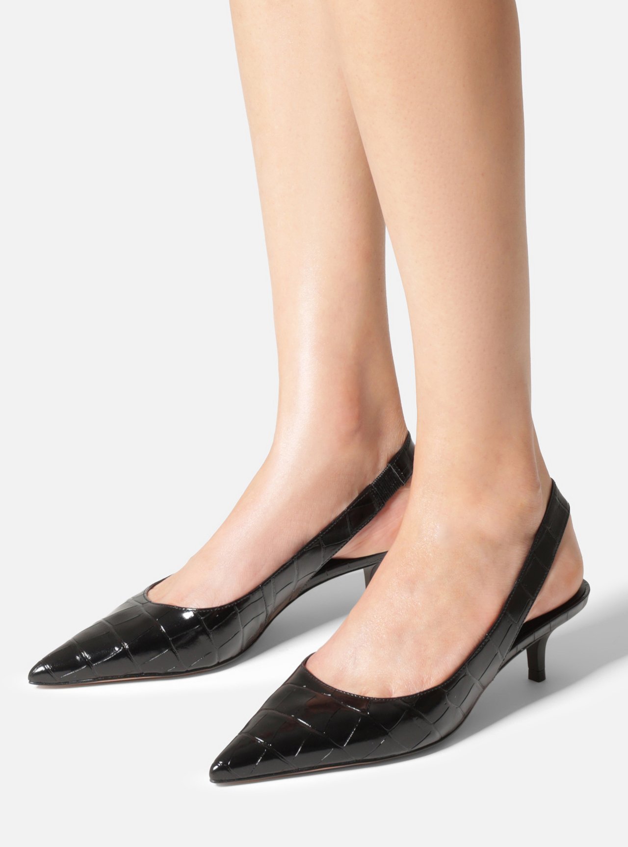 Scarpin Preto Croco Salto Fino Slingback — foto 6