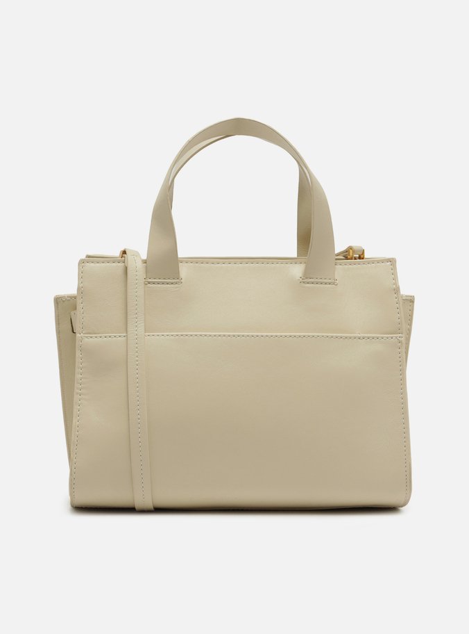 Bolsa Tote Branca Couro Grande Tressê Maxi Lenny
