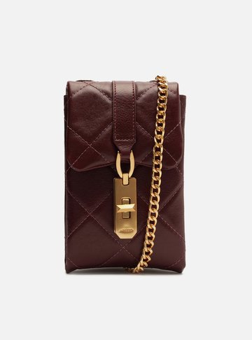 Mini Bag Vermelha Couro Matelassê Porta-Celular