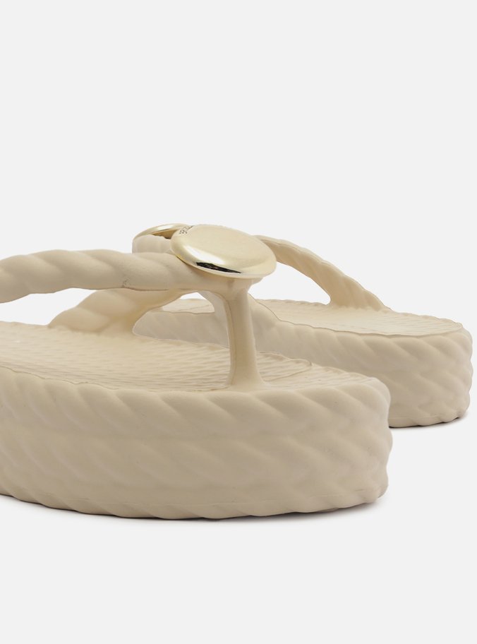 Sandália Branca Flatform Marrocos Mid Metal