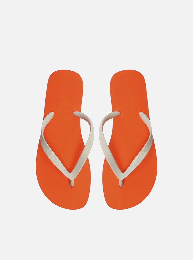 Chinelo Laranja Neon e Branco Plataforma Brizza
