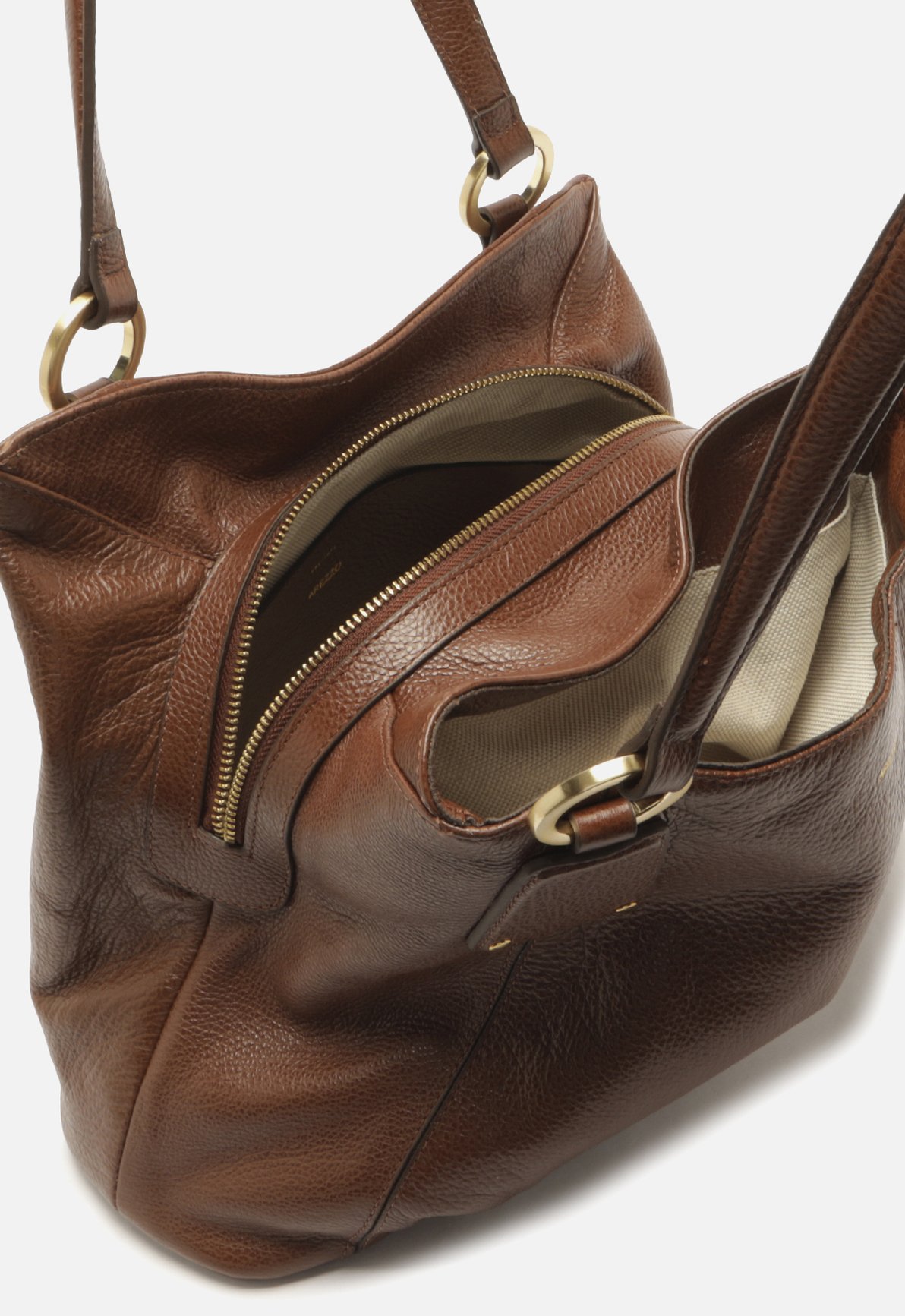 Bolsa Hobo Marrom Couro Grande — foto 4
