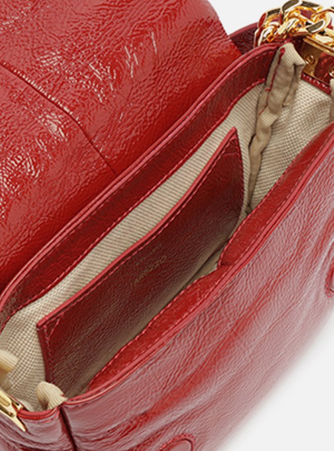 Bolsa Tiracolo Vermelha Couro Pequena Puffer