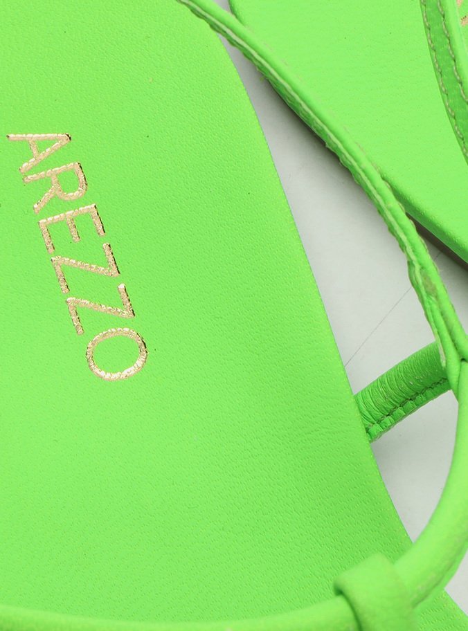 Sandália Rasteira Verde Neon Slim Básica